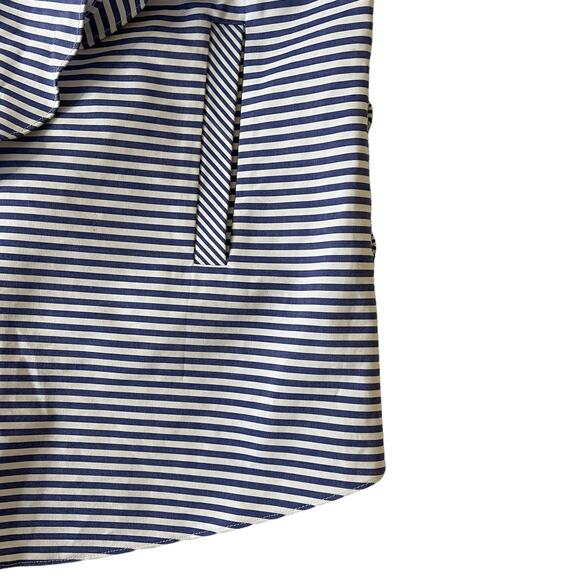 Self Portrait Asymmetrical Blue Striped Top Blouse Size 2 - Picture 4 of 13